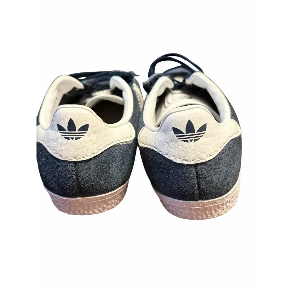 Adidas Gazelle Kids Blue White Suede Sneakers Hook Loop Ortholite Shoes